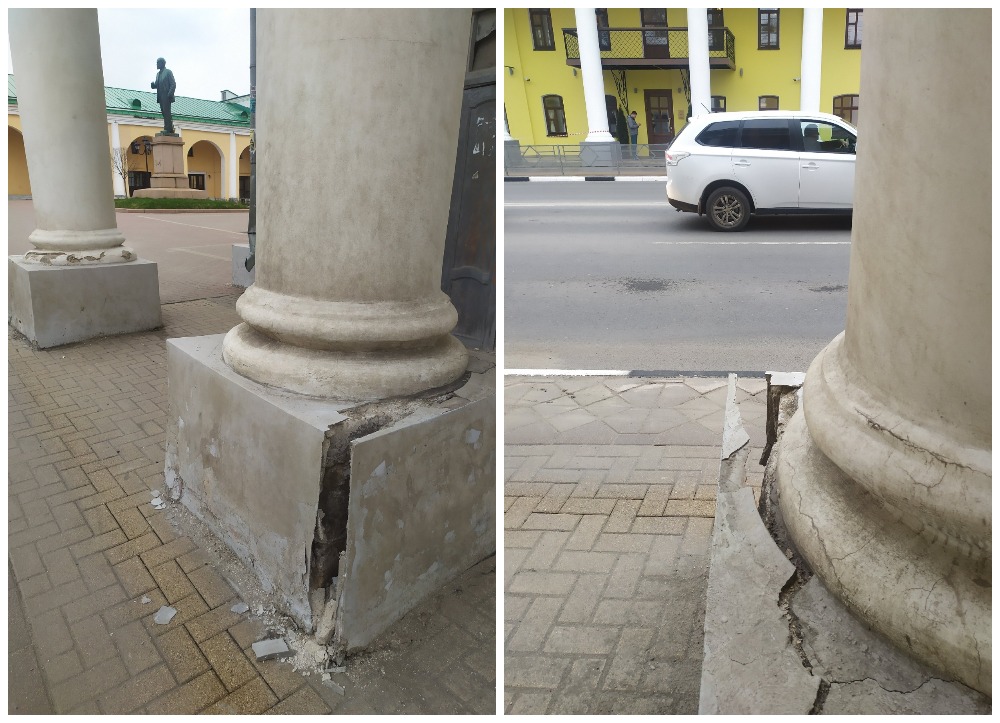 На улице Ленина треснула колонна исторического здания