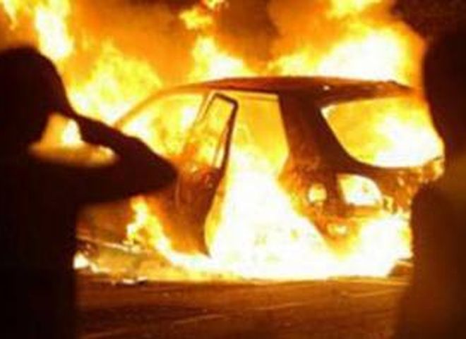 В Борках сгорел автомобиль