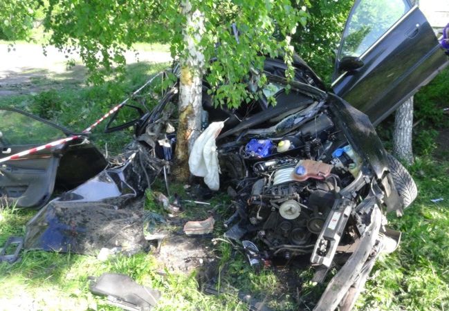 В Милославском Audi врезался в дерево, двое погибли