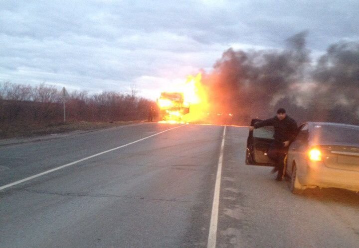 На трассе Рязань-Михайлов сгорел грузовик
