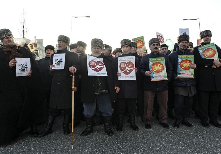 В Грозном устроили акцию против карикатур на Мухаммеда