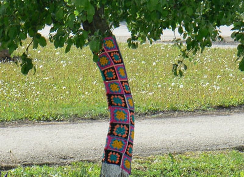 В рязанском райцентре деревья укутали в «свитера»