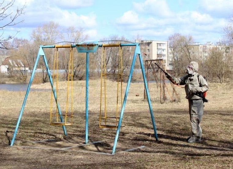 В Рязани за день дезинфицировали более 30 детских и спортивных площадок