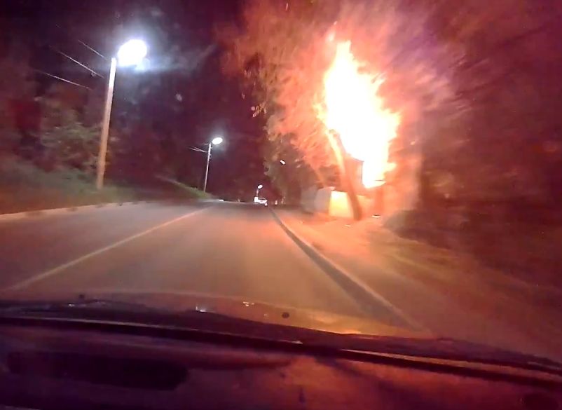 Пожар у Рязанского кремля попал на видео