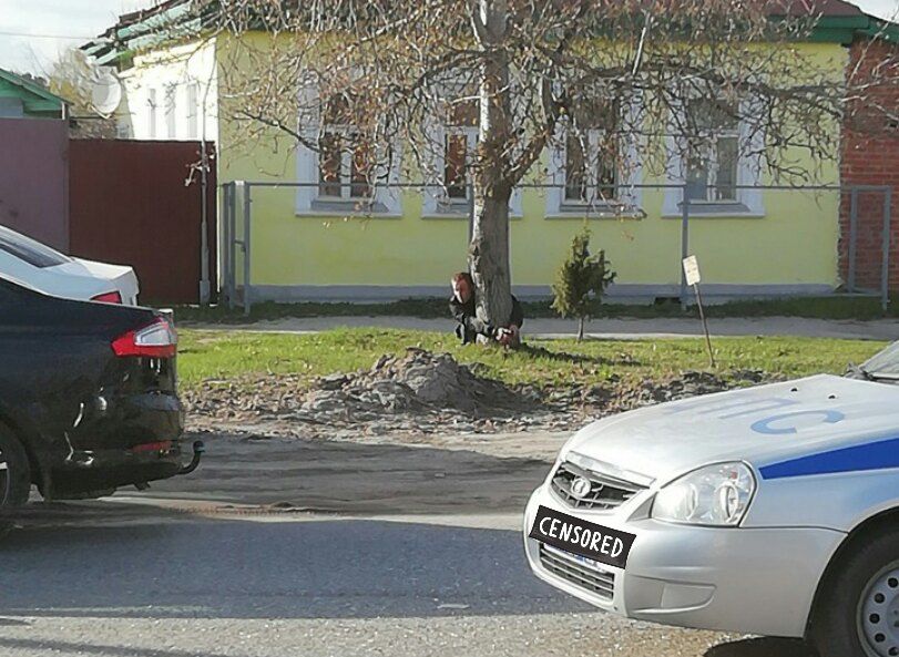Фото: в Касимове водителя после ДТП пристегнули к дереву