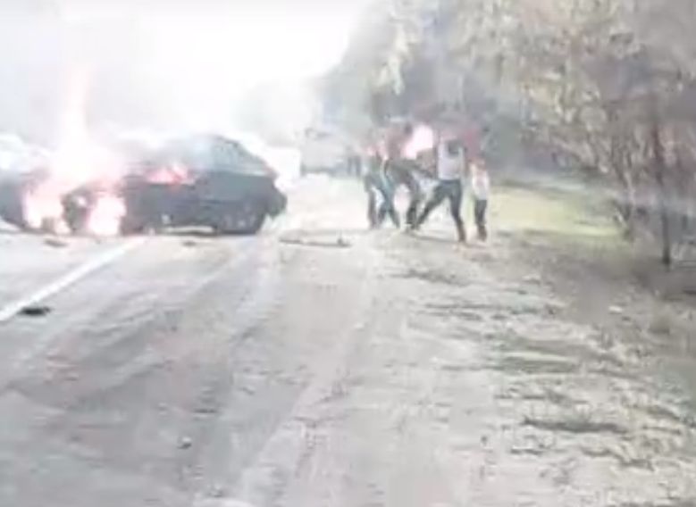 Видео: мужчина горит после ДТП на трассе Клепики – Рязань