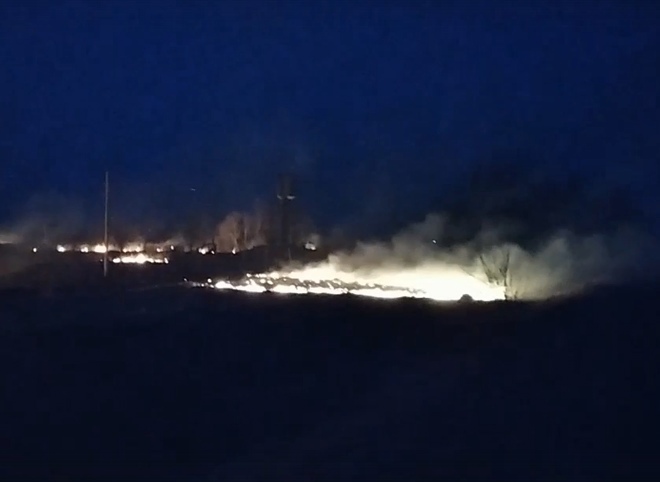 В Скопинском районе, где осенью горел склад боеприпасов, вновь вспыхнула трава