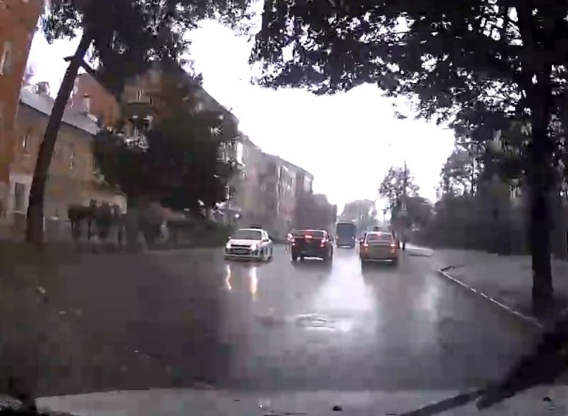 На улице Каширина огромная ветка едва не накрыла автомобиль (видео)