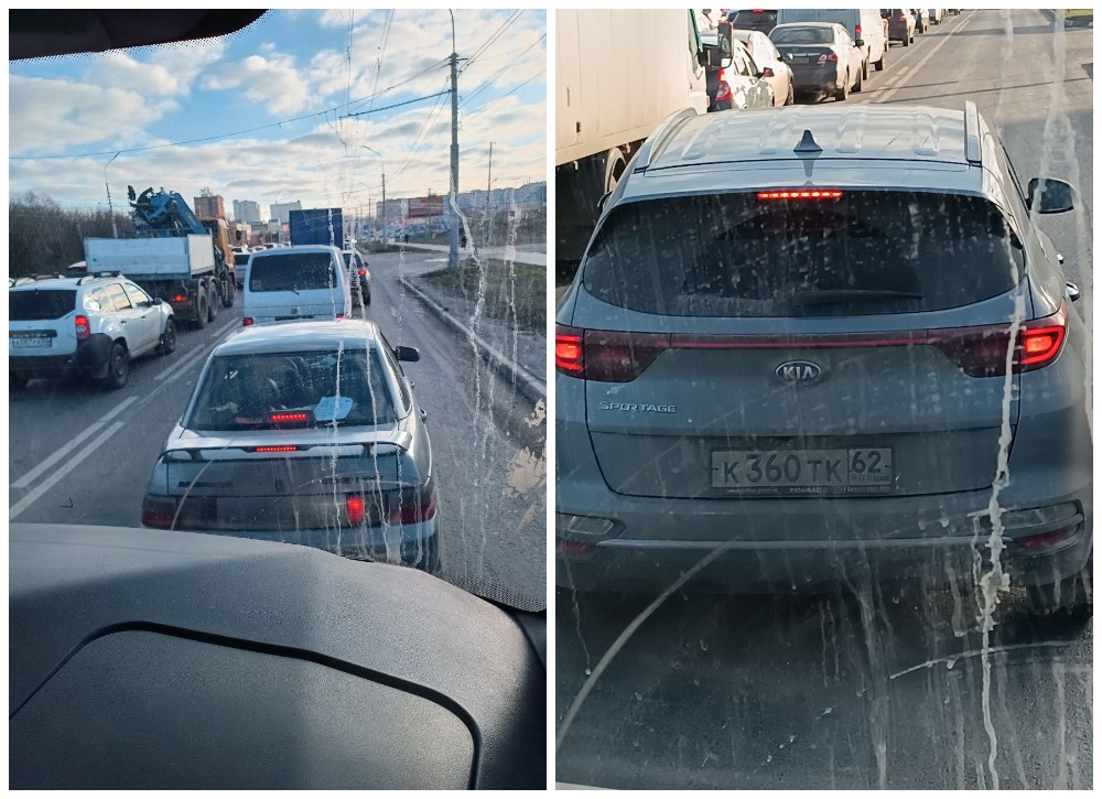 На Московском шоссе водители-нарушители создали пробку на выделенке в выходной день