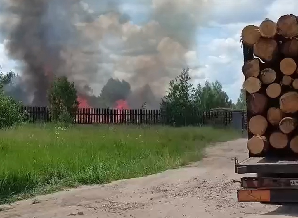 В Касимовском районе загорелась пилорама