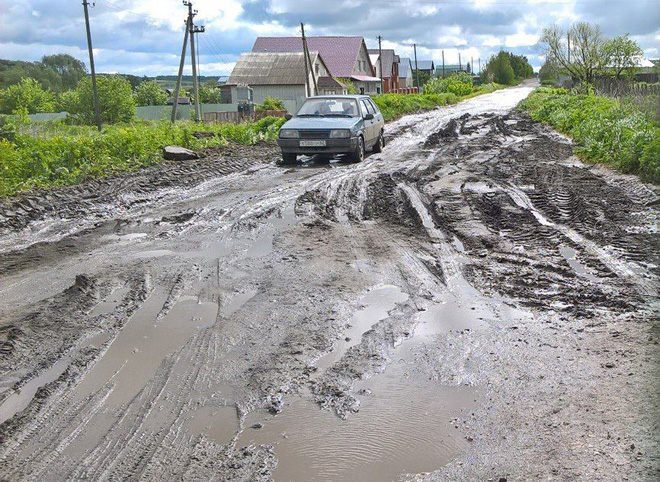 В селе Реткино дорогу отремонтировали грязью и навозом