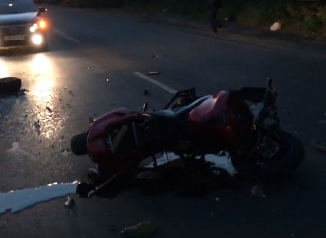 На выезде из Рязани произошло ДТП с участием мотоцикла