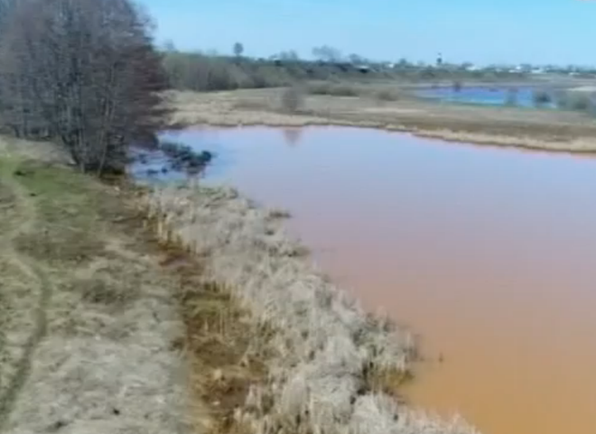 Журналисты сняли сюжет о «покрасневшем» озере в Рязани