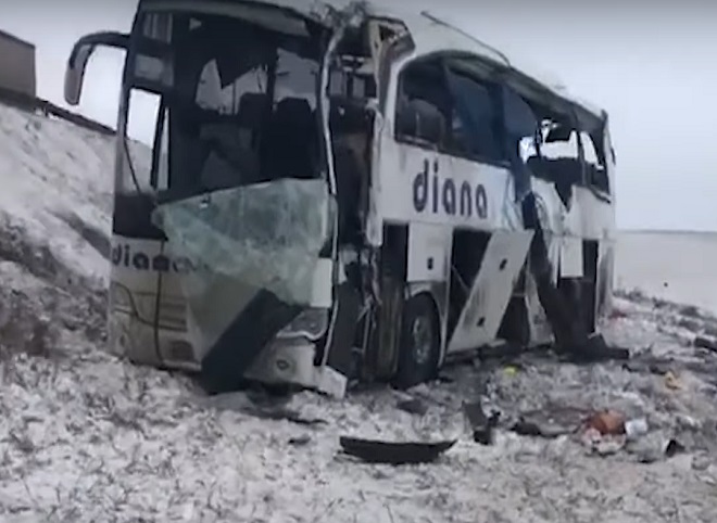 Опубликовано видео из автобуса, попавшего в ДТП в Скопинском районе
