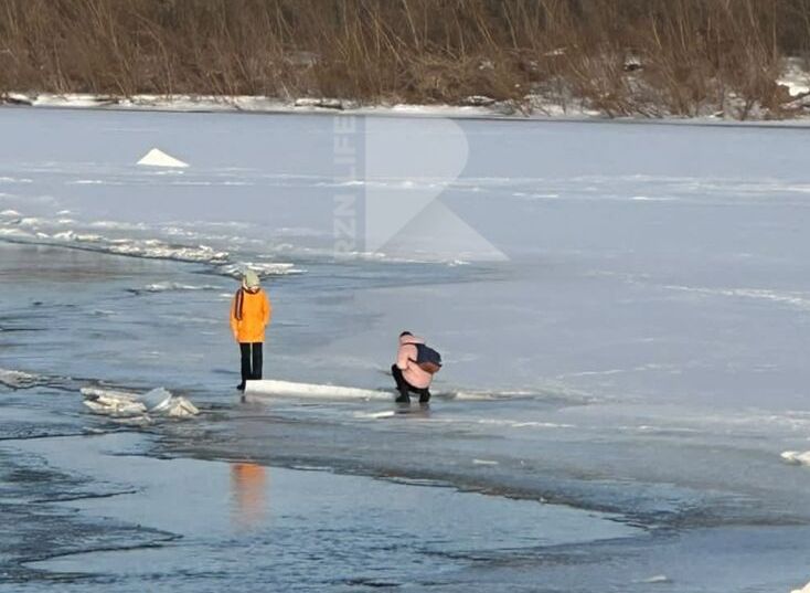 Рязанка засняла школьников, вышедших на лед водоема