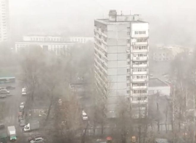 Москву накрыло снегопадом (видео)