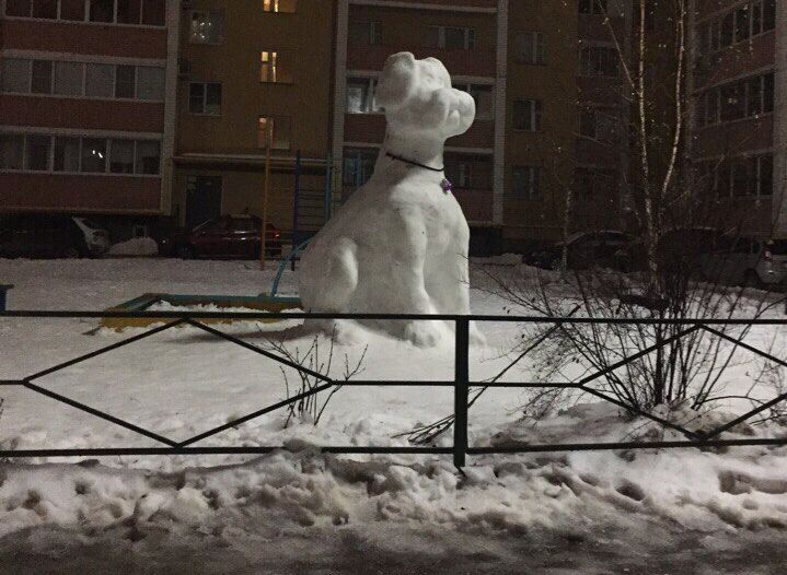 Фото: в рязанском дворе появилась гигантская снежная собака