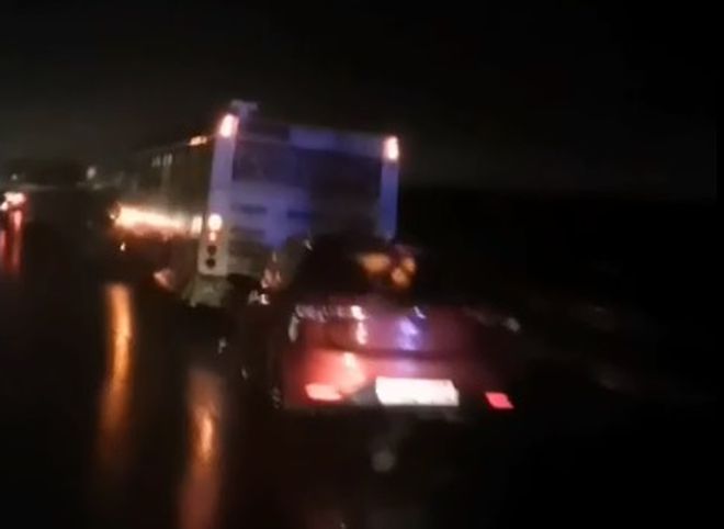 На Солотчинском шоссе произошло ДТП с автобусом
