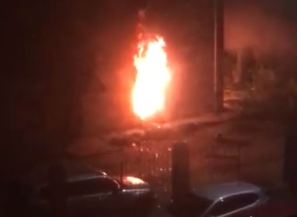Появилось видео первых минут пожара на улице Гагарина