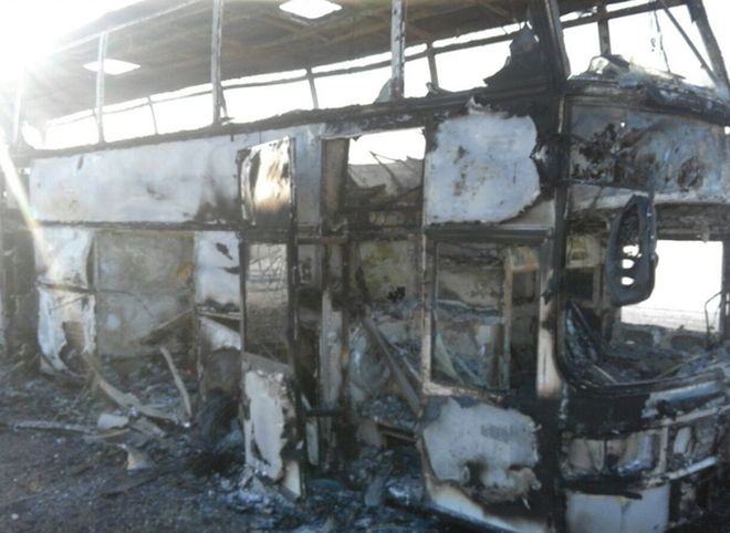 МВД Казахстана назвало возможную причину пожара в автобусе