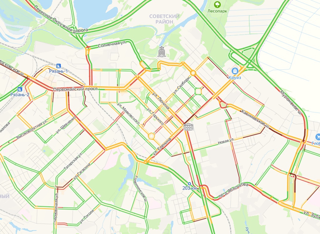 Пробки рязань сейчас онлайн окружная южная карта