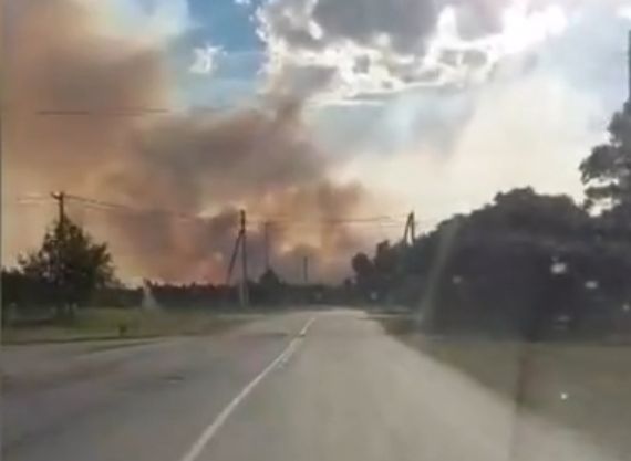 Опубликовано видео из рязанского села, на которое наступает лесной пожар