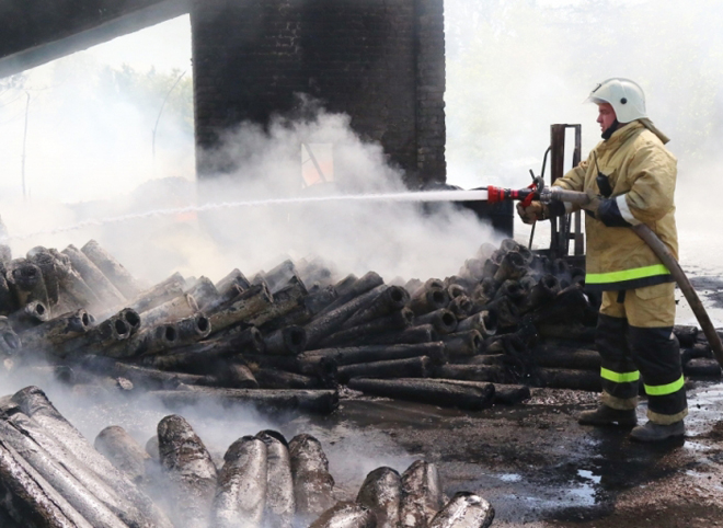 Опубликованы фотографии тушения пожара на картонно-рубероидном заводе