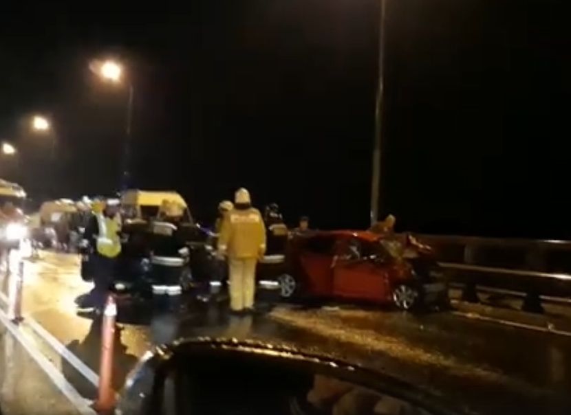 Опубликовано видео с места второй аварии на Солотчинском мосту