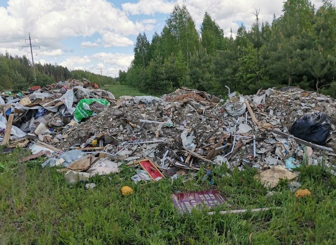 Около биатлонного комплекса «Алмаз» засняли гору строительного мусора