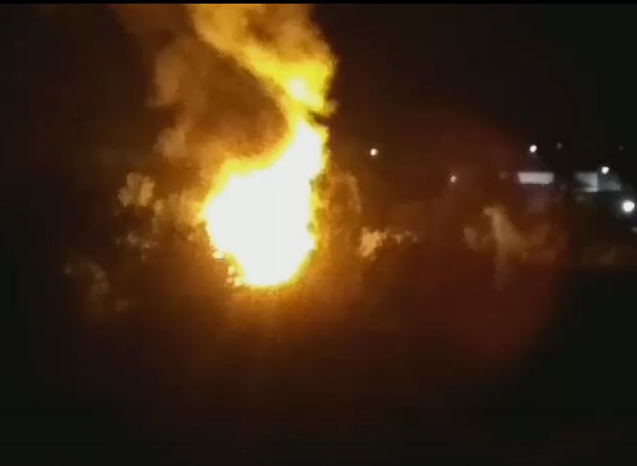 Крупный ночной пожар в Рязани попал на видео