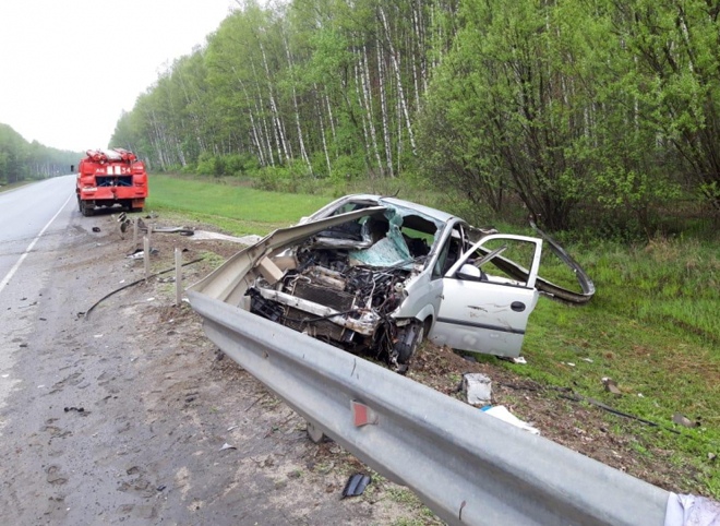 На трассе М5 в Путятинском районе Opel влетел в отбойник, водитель погиб