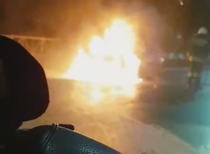 На Касимовском шоссе загорелся автомобиль (видео)