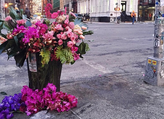 Флорист превратил мусорные баки Нью-Йорка в цветочные вазы