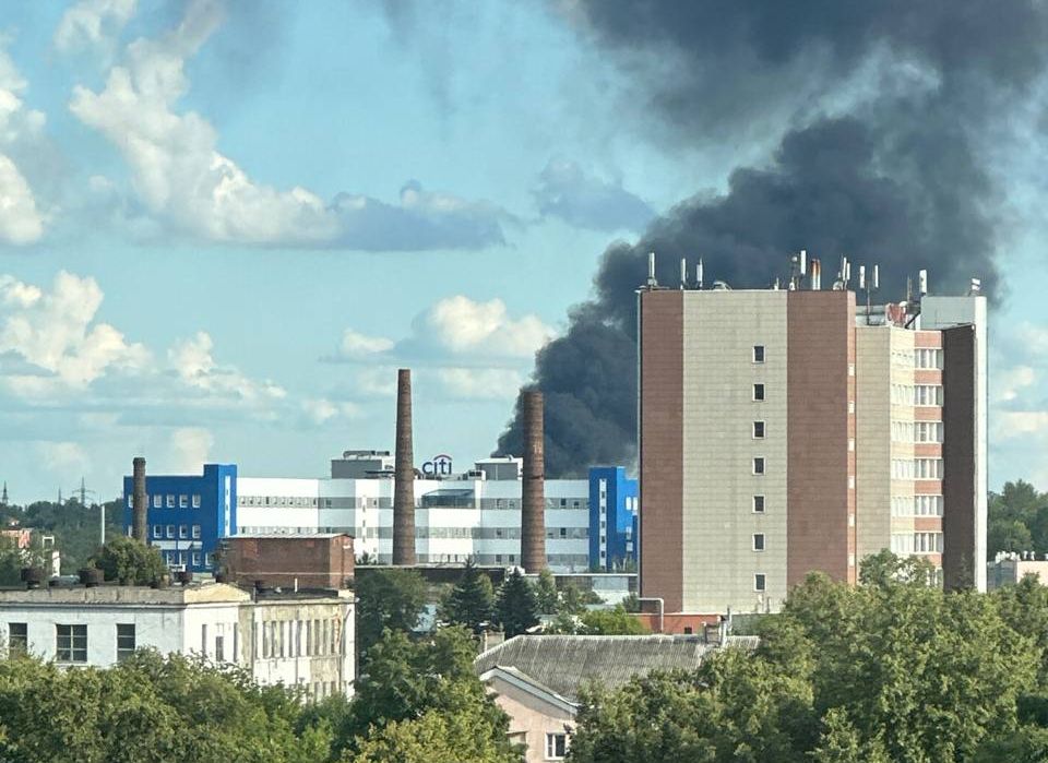 На окраине Рязани полыхает крупный пожар