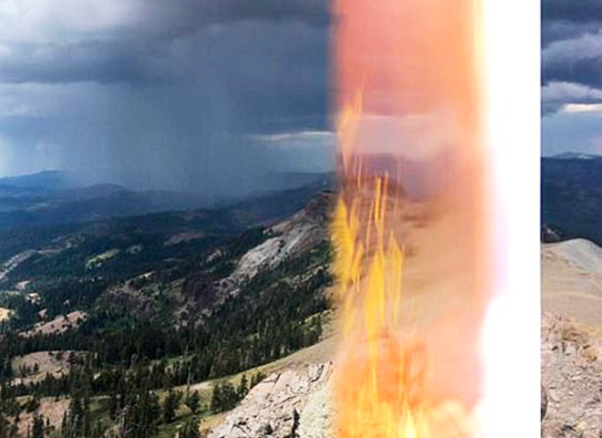 Турист успел сфотографировать ударившую в него молнию