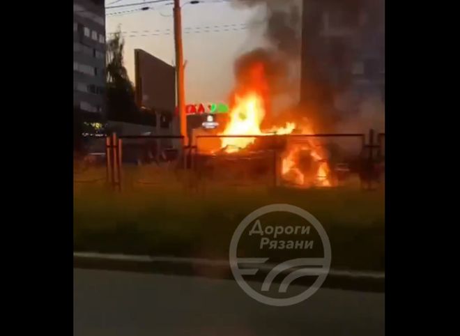 В Дашково-Песочне автомобиль влетел в столб и загорелся