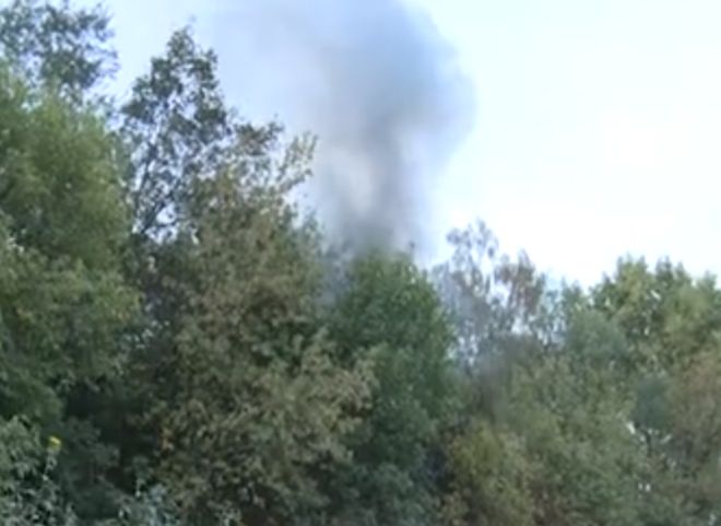 Тушение пожара около Рязанского кремля попало на видео