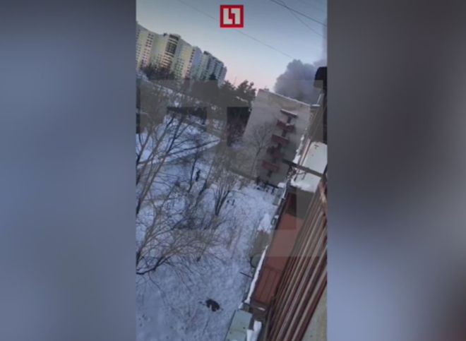 В Подмосковье жители спасались от пожара, прыгая с балкона (видео)