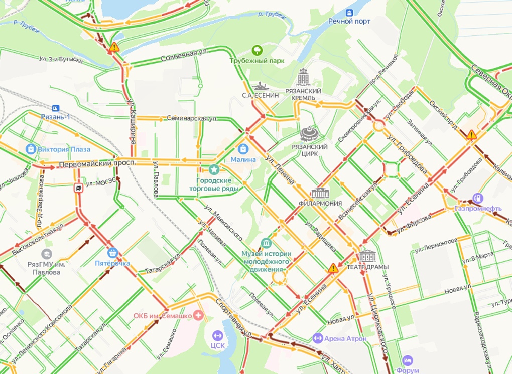 Карта пробок рязань онлайн в реальном времени