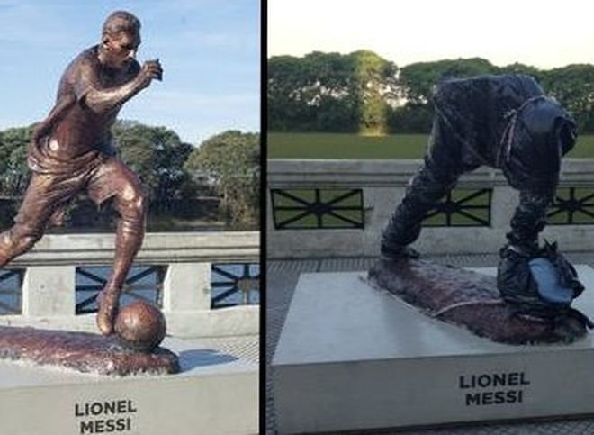 Вандалы разрушили статую Лионеля Месси в Буэнос-Айресе