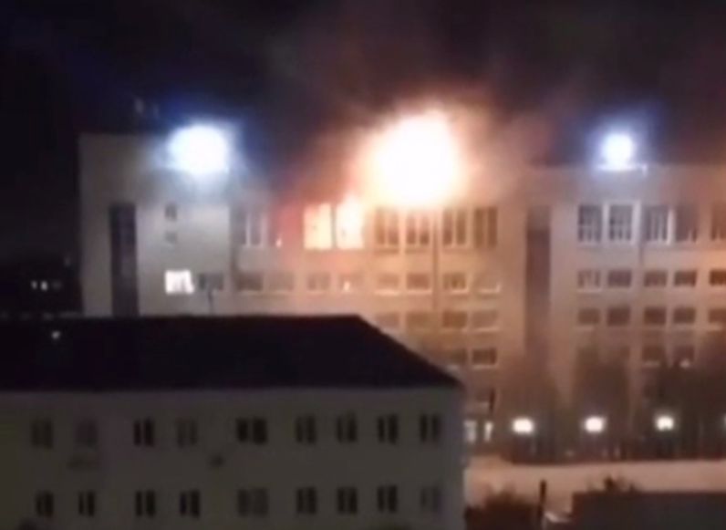 Опубликовано видео пожара в Академии ФСИН