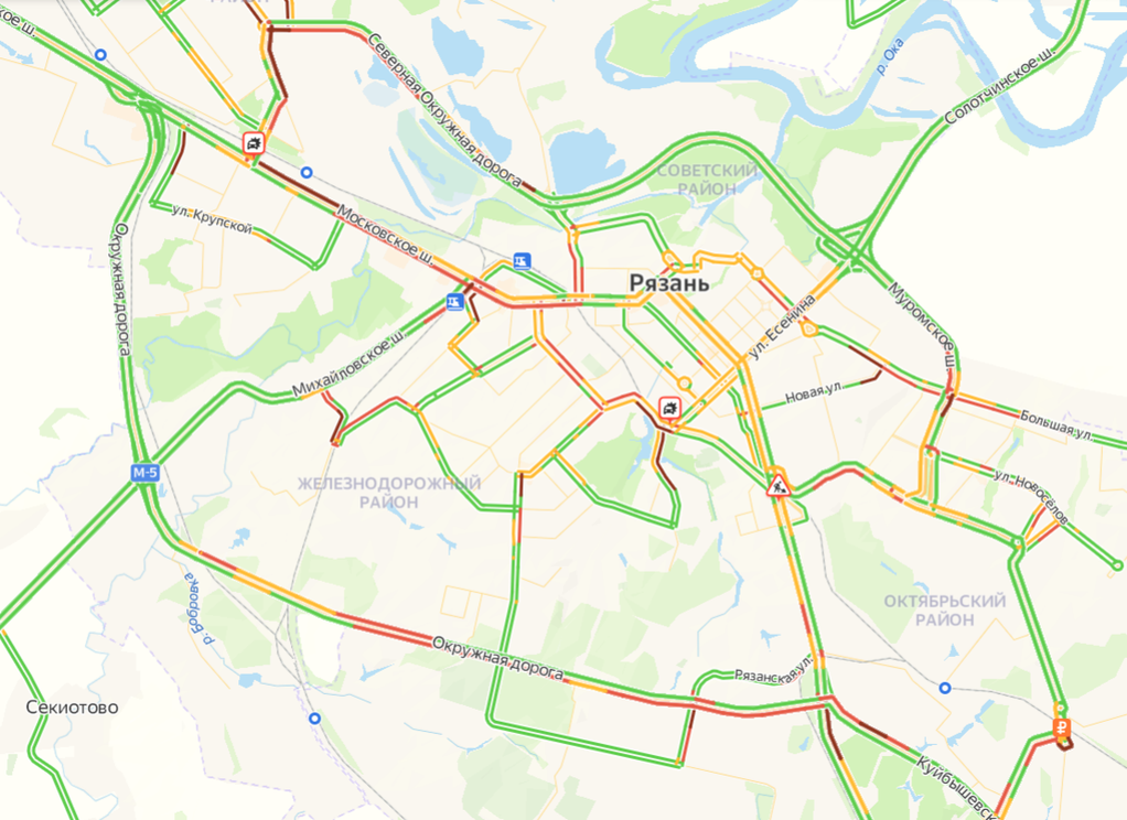 Пробки рязань сейчас онлайн окружная южная карта