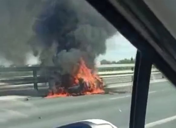 На Солотчинском шоссе загорелся мотоцикл