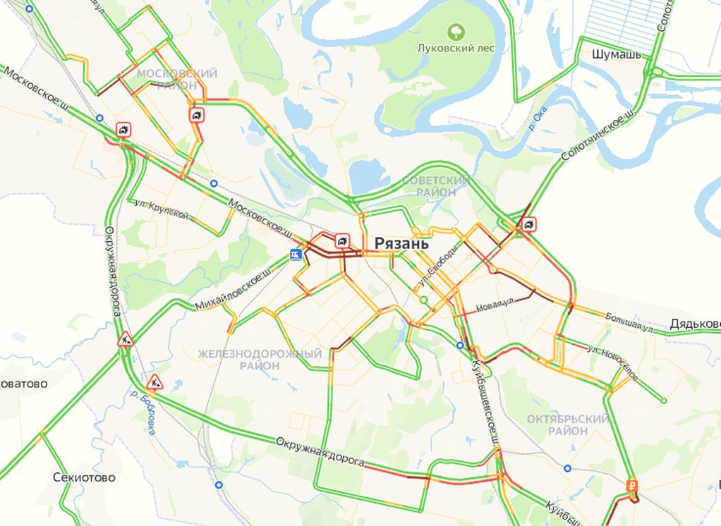 Рязань встала в 10-балльных пробках