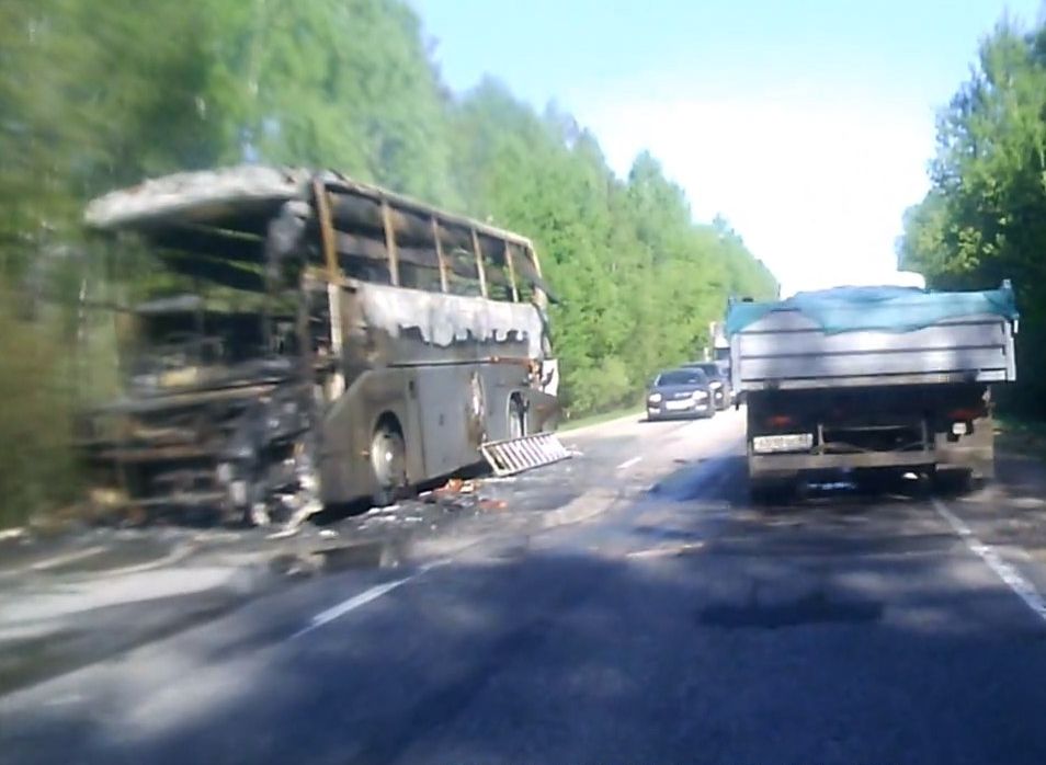 При возгорании автобуса на трассе Касимов – Тума никто не пострадал