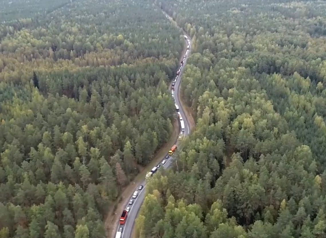 Многокилометровую пробку на трассе Рязань – Клепики сняли с дрона